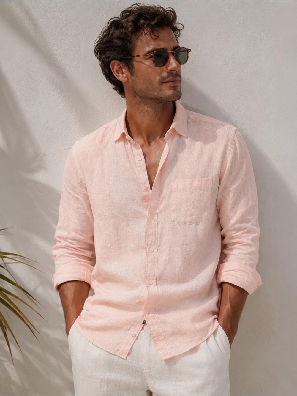 Murano Pink Linen Button Down Shirt | Coastal Resort Y2K Relaxed Fit